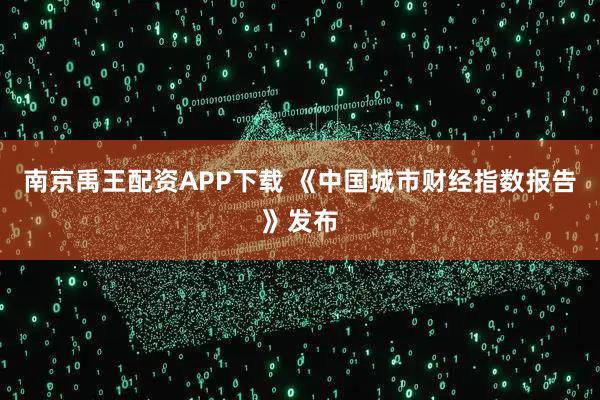南京禹王配资APP下载 《中国城市财经指数报告》发布
