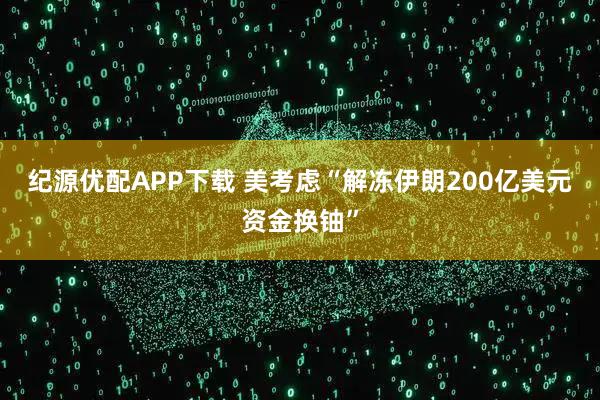 纪源优配APP下载 美考虑“解冻伊朗200亿美元资金换铀”